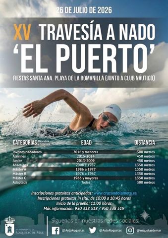 Cartel de XV TRAVESÍA EL PUERTO A NADO “FIESTAS DE SANTA ANA'' 2026